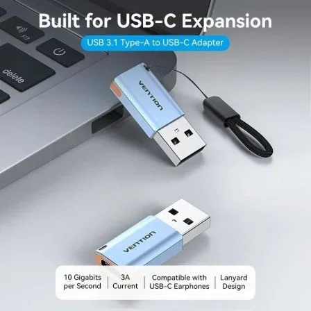 Vention Adaptador USB 3.1 CUA-H0 USB Tipo-C Hembra a USB Macho Gris Vention Adaptador USB 3.1 CUA-H0 USB Tipo-C Hembra a USB Macho Gris